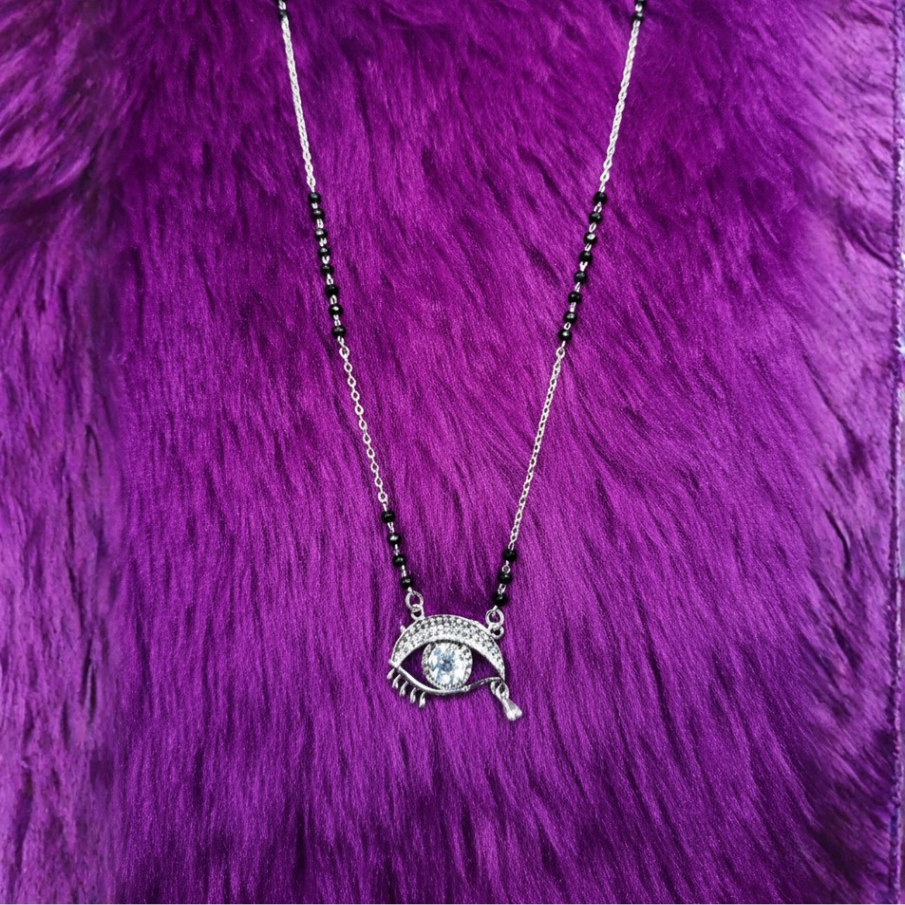 Silver Italian Crystal Evil Eye Mangalsutra