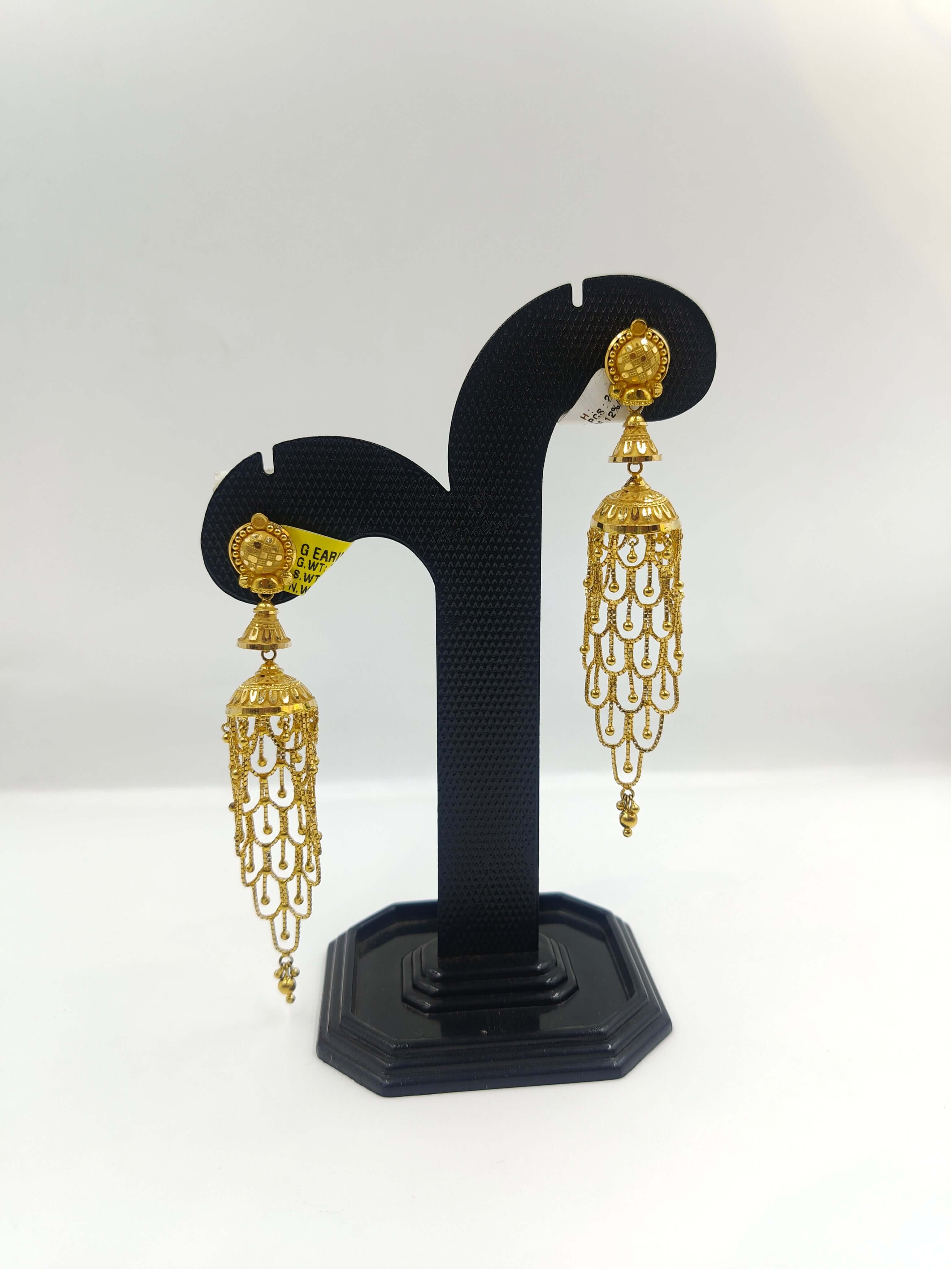 22K Gold Long Layered Jhumka Earrings | Grand Bridal & Festive Jewelry