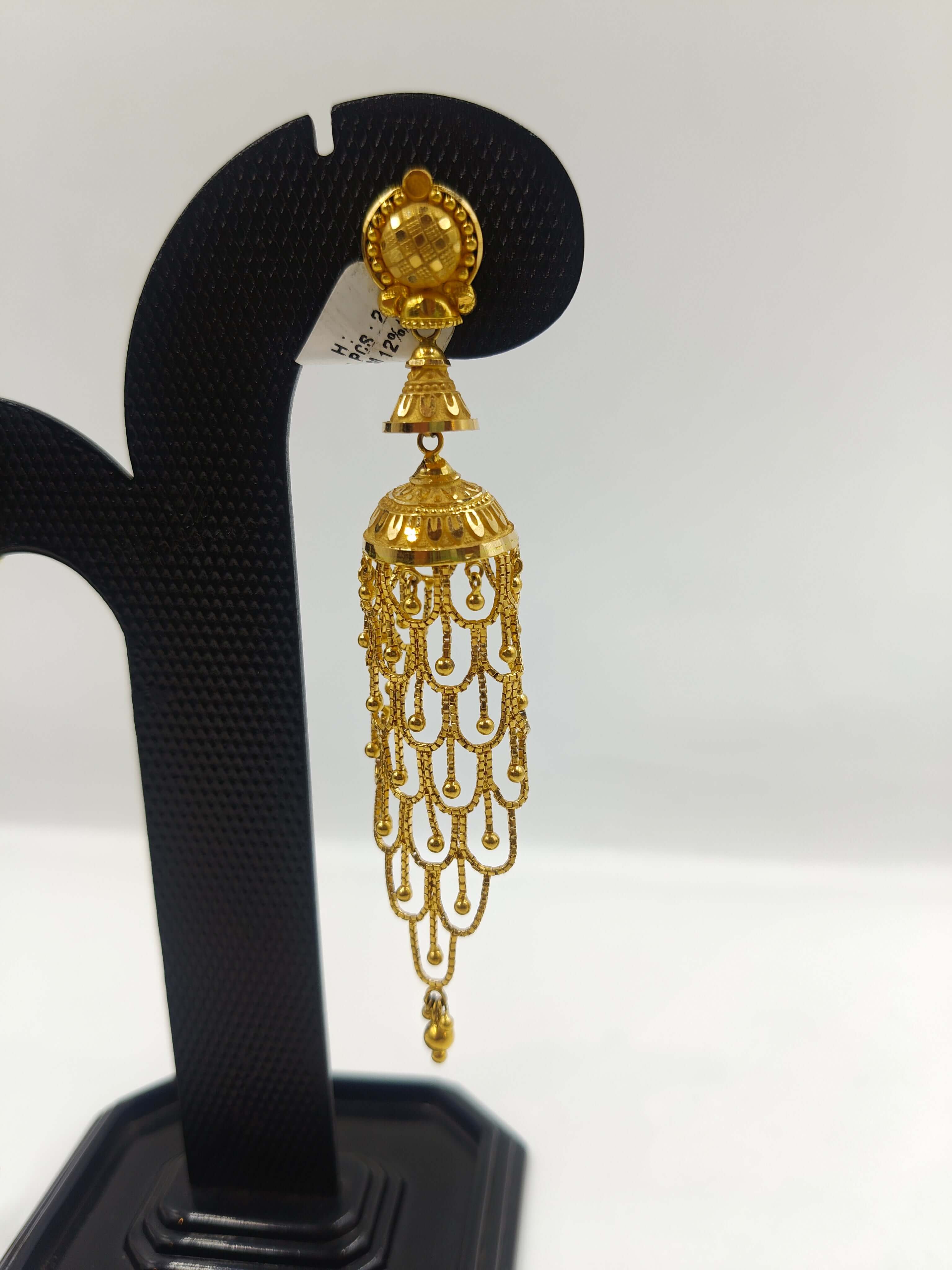 22K Gold Long Layered Jhumka Earrings | Grand Bridal & Festive Jewelry