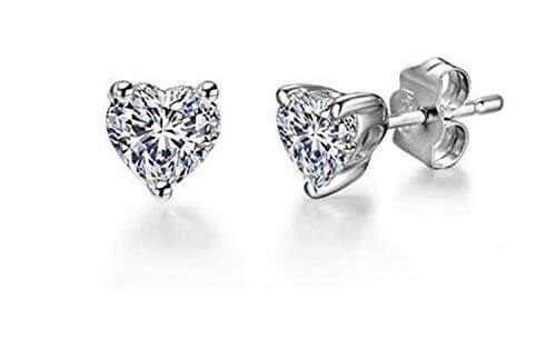 925 Silver Zircon Heart Studs Mini Studs Earrings