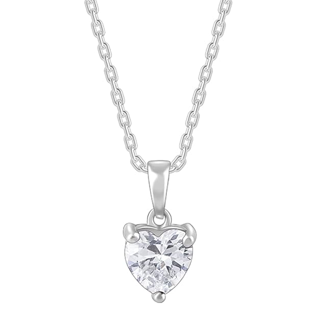 925  Silver Solitaire Heart Pendant with Link Chain