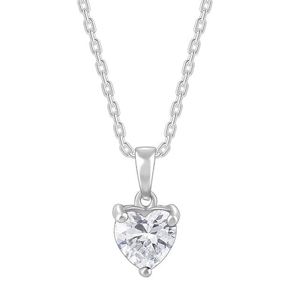 925 Silver Solitaire Heart Pendant with Link Chain