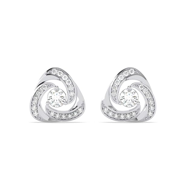 Elegant Swirl Diamond-Studded Silver Earrings – Jakhura Jewellers