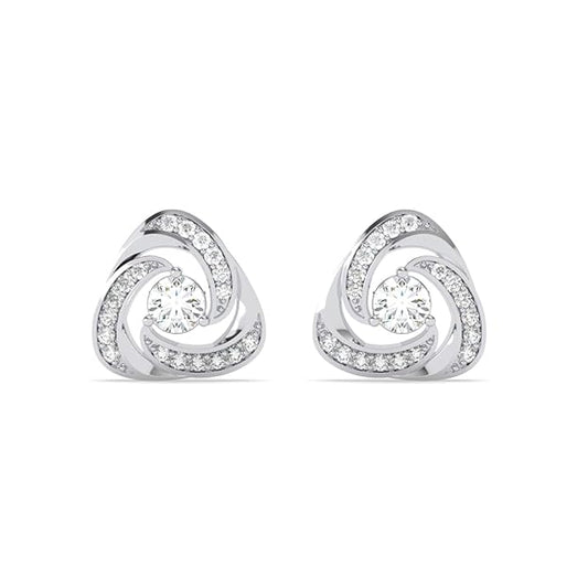 Elegant Swirl Diamond-Studded Silver Earrings – Jakhura Jewellers
