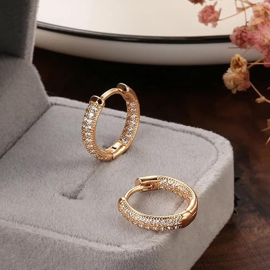 Sparkle Gold-Tone Huggie Hoops – Jakhura Jewellers
