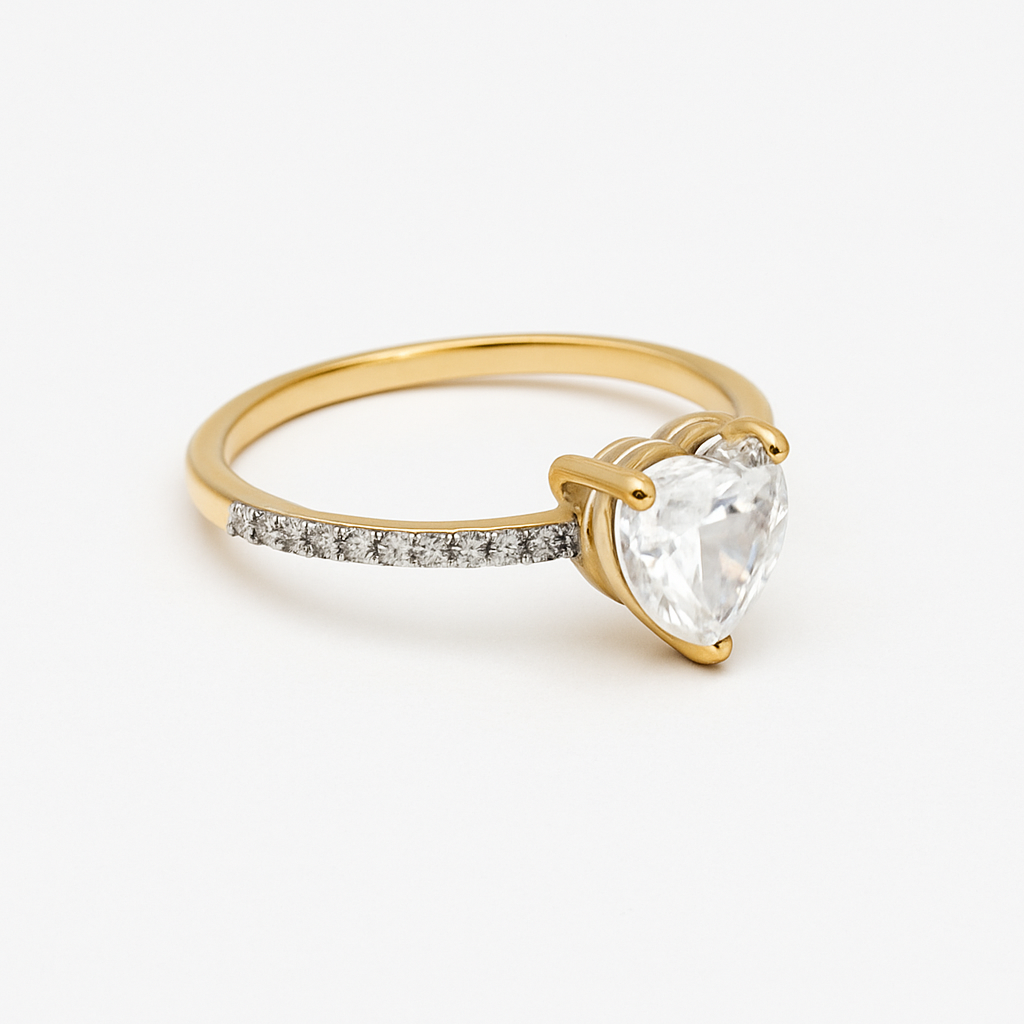 Heart-Shaped Solitaire Gold Ring for Women
