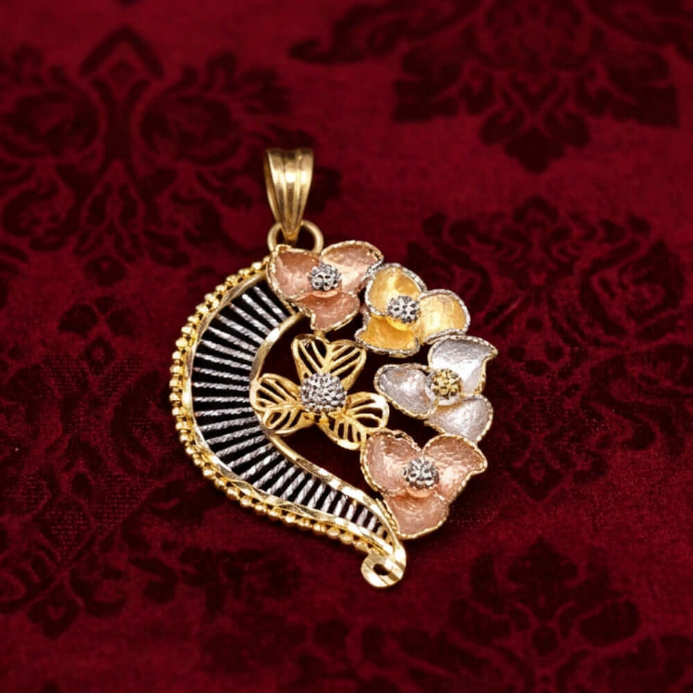 22K Gold Floral Designer Pendant | Elegant Heart-Inspired Gold Artistry