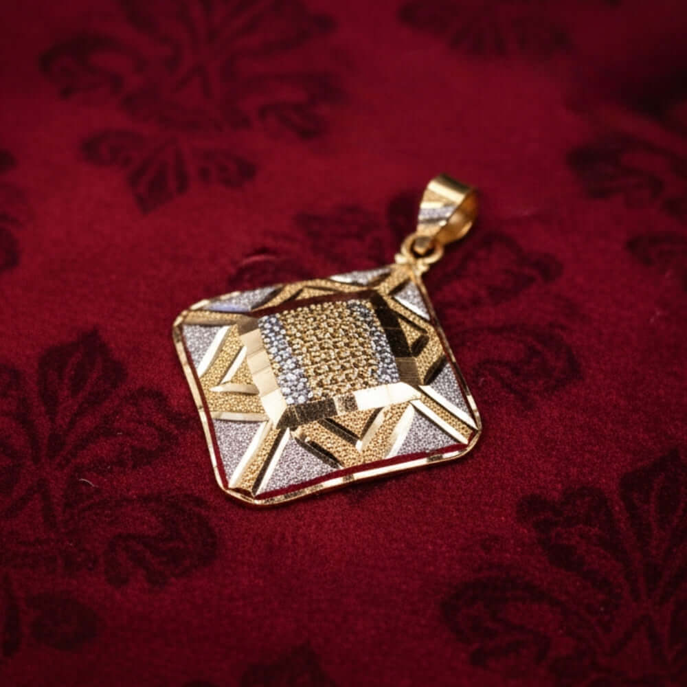 22K Gold Designer Pendant | Elegant Geometric Daily & Festive Wear Art