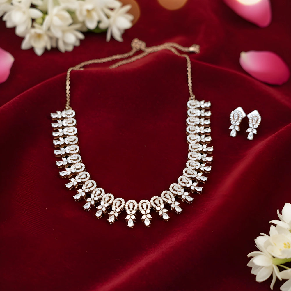 Silver Italian Necklace with Rose Gold Polish